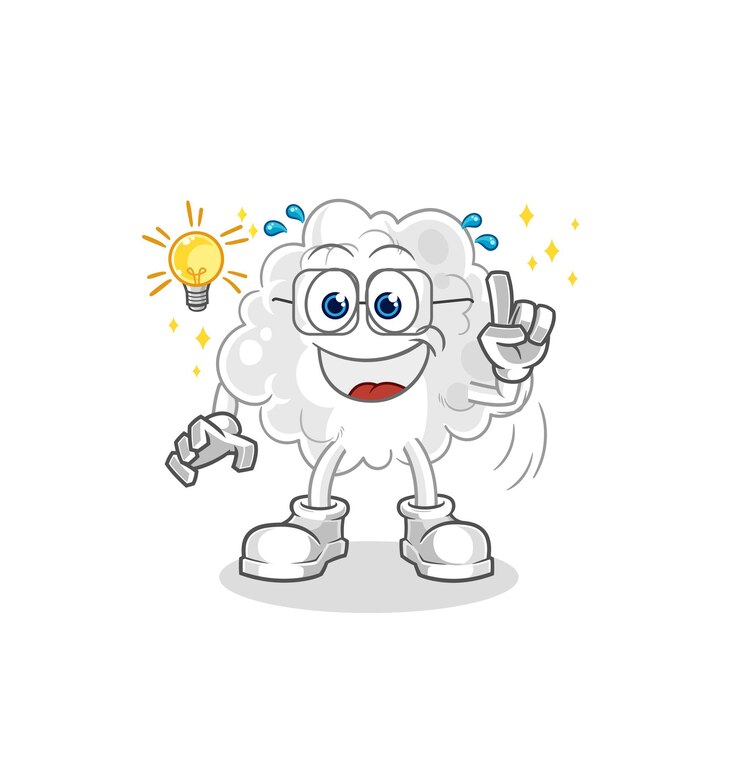 Vector cloud got an idea cartoon mascot vector