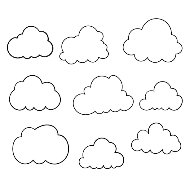 Vettore design piatto della raccolta vettoriale di clipart grafiche cloud