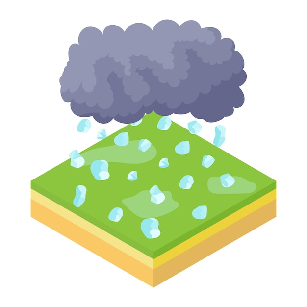 Cloud and hail icon in cartoon style on a white background vector illustration