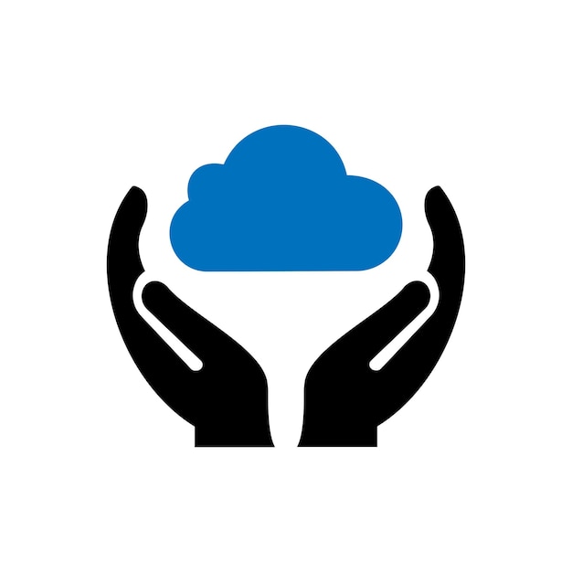 Vettore design del logo cloud hand logo cloud con vettore del concetto di mano design del logo hand e cloud