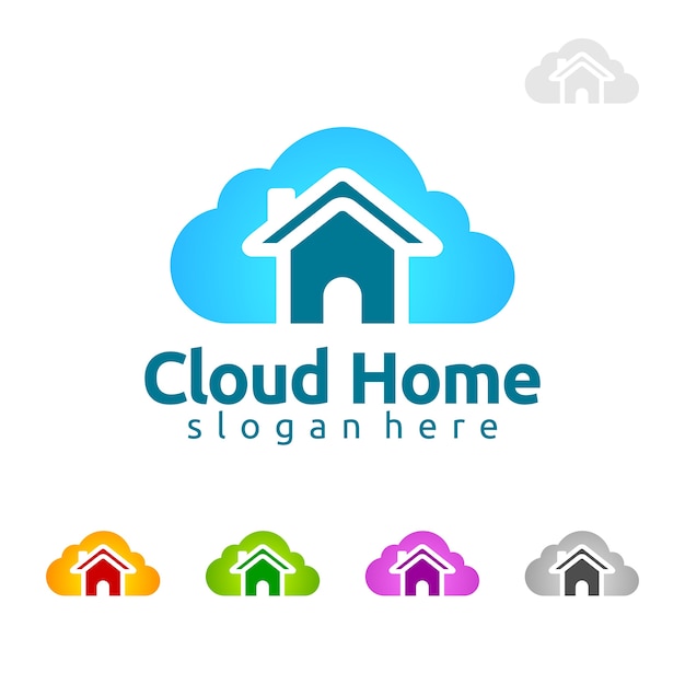 Cloud home vector logo design