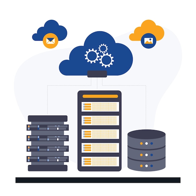 Cloud hosting Configureer concept illustratie