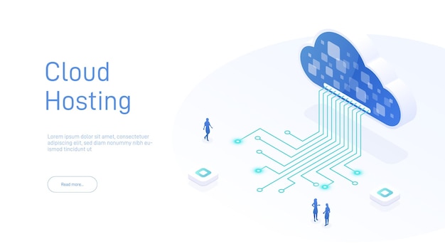 Cloud-hosting en technologie-netwerkconcept Web-cloudtechnologie bedrijf