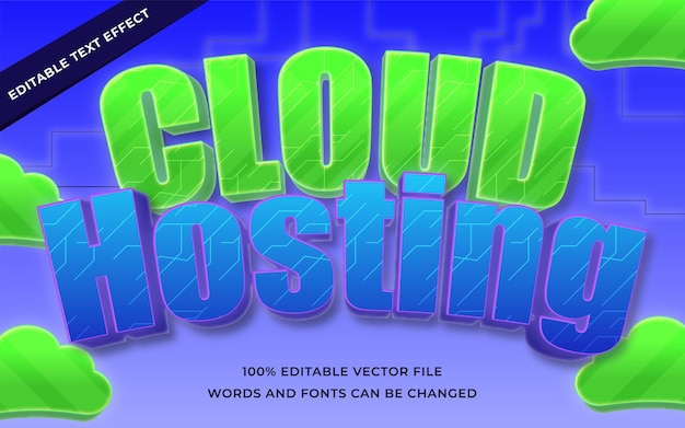 Effetto testo cloud hosting modificabile per illustrator