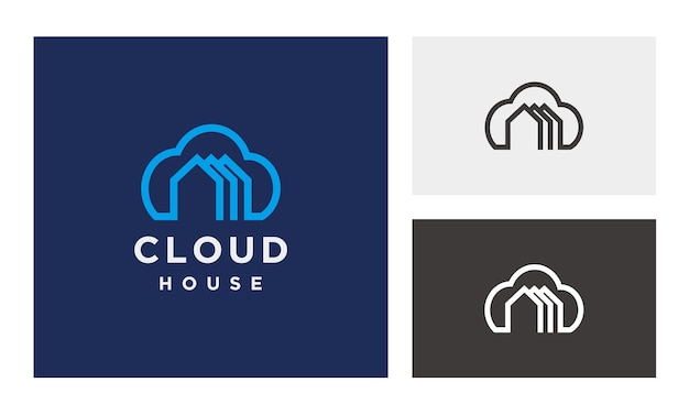 ベクトル 白い背景に分離されたクラウド ハウスのロゴ デザインのモダンなテンプレート