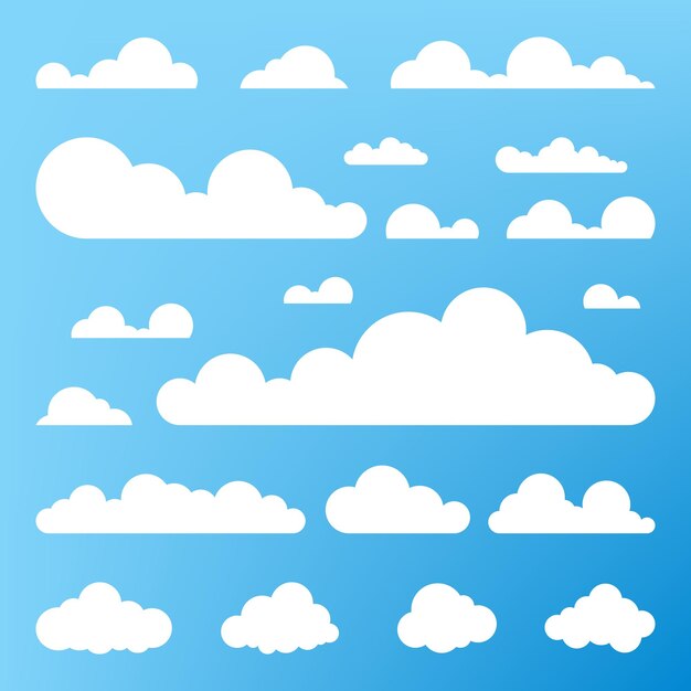Cloud icon cloud shape Set of different clouds Collection of cloud icon shape label symbol Graphic element vector Vector design element for logo web and print