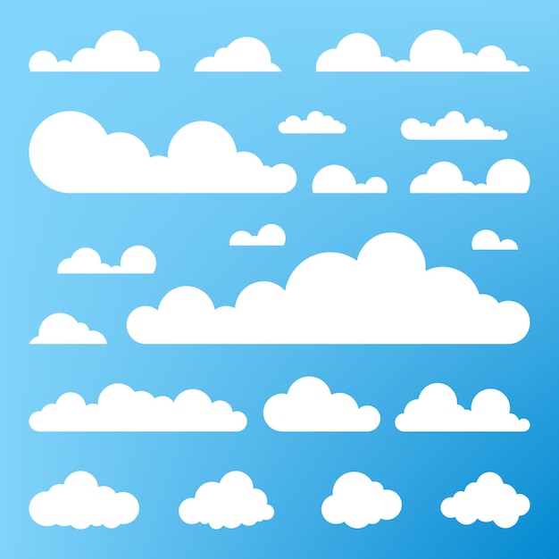 Значок облака форма облака набор различных облаков коллекция символа этикетки формы значка облака графический элемент вектор элемент векторного дизайна для веб-логотипа и печати