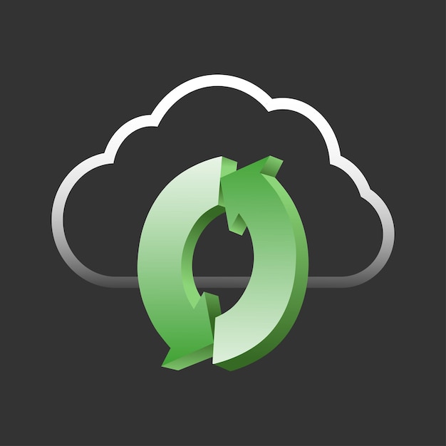 Значок облака зеленая стрелка векторный знак синхронизации облака концептуальное изображение облачного хранилища