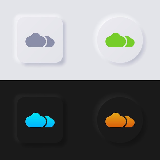 Cloud icon set Multicolor neumorphism button soft UI Design for Web design Application UI and more Button Vector