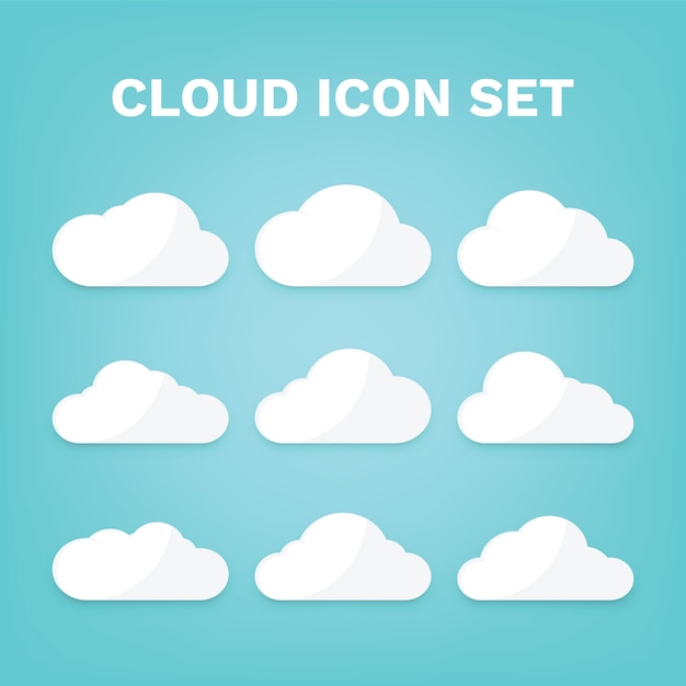 Cloud icon set white color op blauwe achtergrond