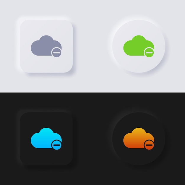 Cloud icoon met min symbool Icon set Multicolor neumorphism button soft UI Ontwerp voor webdesign Application UI en meer Icon set Button Vector