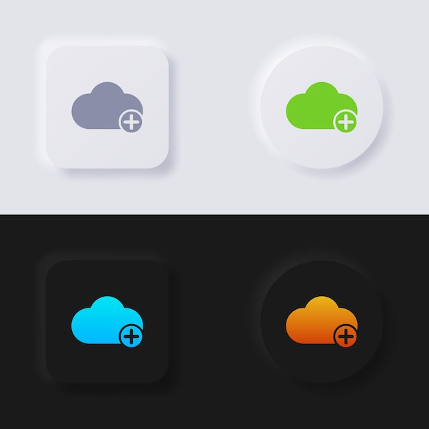 Cloud icoon met plus symbool Icon set Multicolor neumorphism button soft UI Ontwerp voor webdesign Application UI en meer Icon set Button Vector