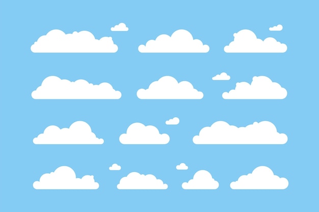 Cloud illustration set of clouds flat illustration cartoon style vector abstract bubble sky icon