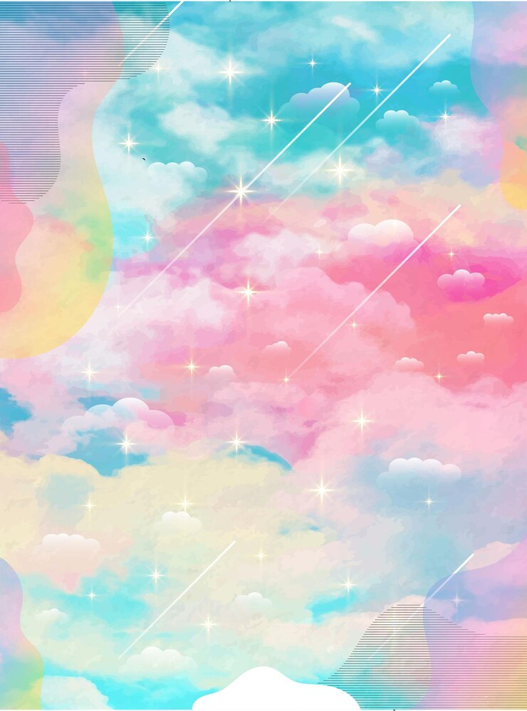 Vector 虹の空と雲イラストテンプレートデザイン