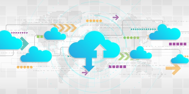 Cloud interface that shows data uploading to the internet.