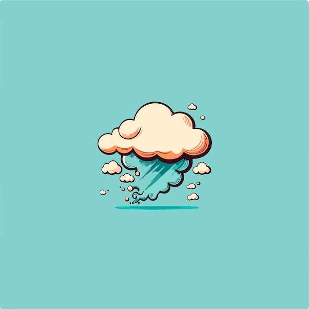 the cloud is raining cartoon style