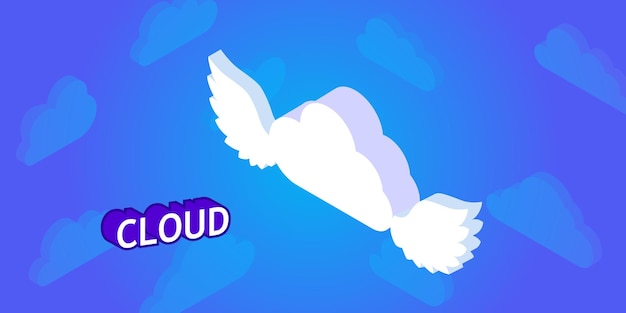 Cloud isometric design icon vector web illustration 3d colorful concept