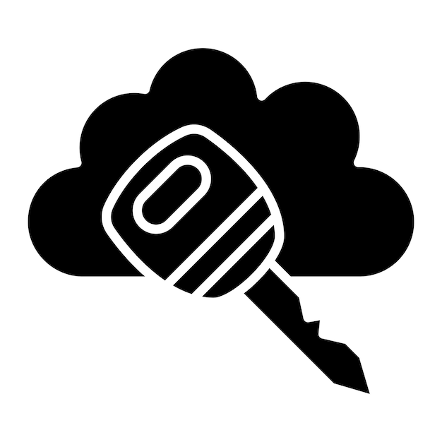 Cloud Key Glyph Zwarte illustratie