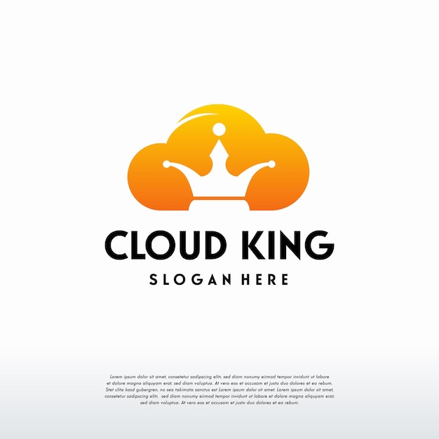 Cloud king-logo ontwerpt concept vector, king technology-logo