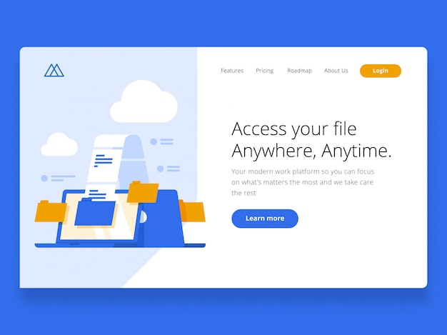 Vector cloud landing page held afbeelding