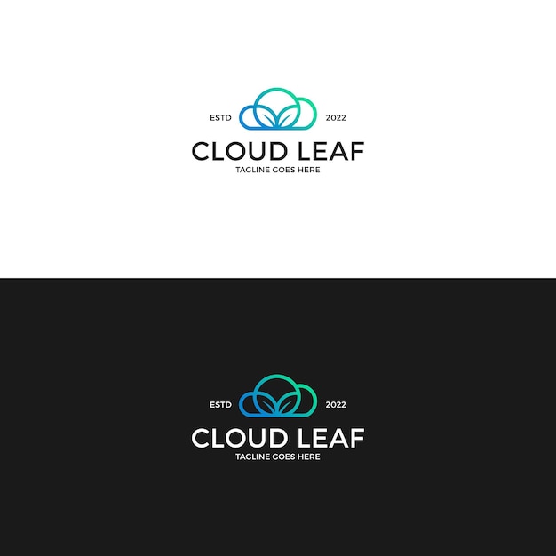 Cloud leaf logo design inspiration