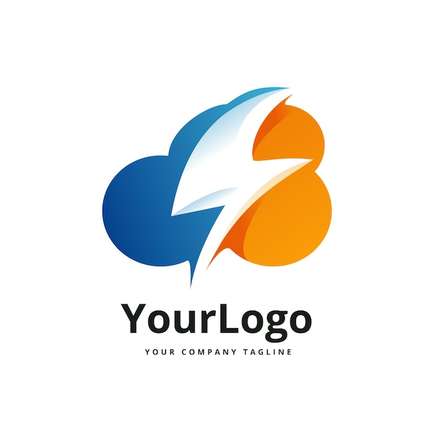 Cloud and lightning gradient logo Premium vector