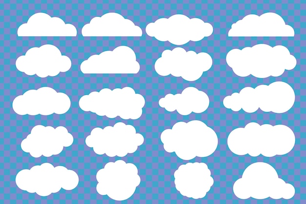 Cloud like icons isolated on blue mesh background