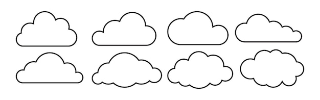 Vector cloud line icons set