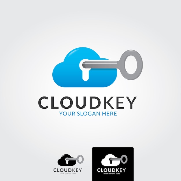 Cloud lock down sleutelgat vector logo icoon