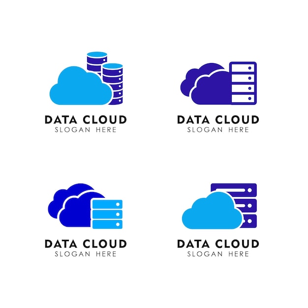 Vettore modello di progettazione del logo della nuvola. modello di logo icona per server dati cloud o archiviazione cloud