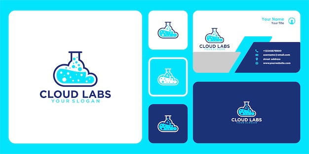 Vector cloud logo design with labs and business card