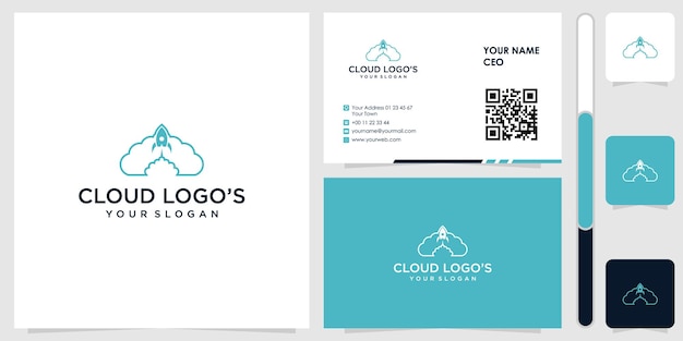 Cloud logo met visitekaartje ontwerp vector premium