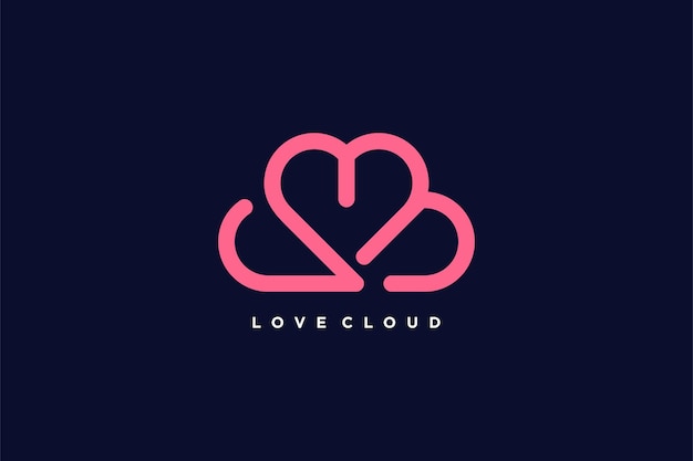 Cloud-logo-ontwerp met creatieve liefdesconceptstijl