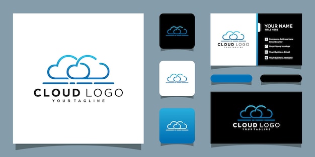 Cloud logo template vector symbol with business card design Premium Vector