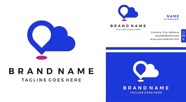 Cloud-logo voor platte locatie met ontwerp voor visitekaartjes