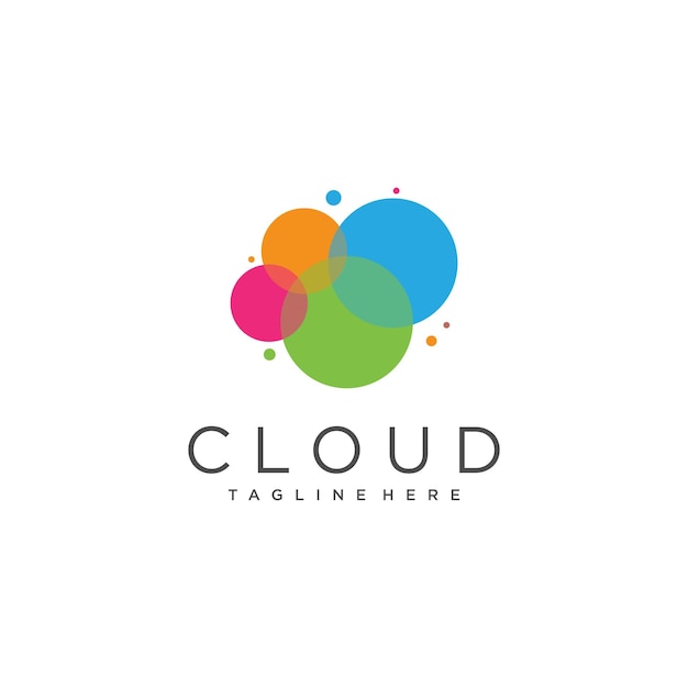 Cloud logo with creative design premium vector