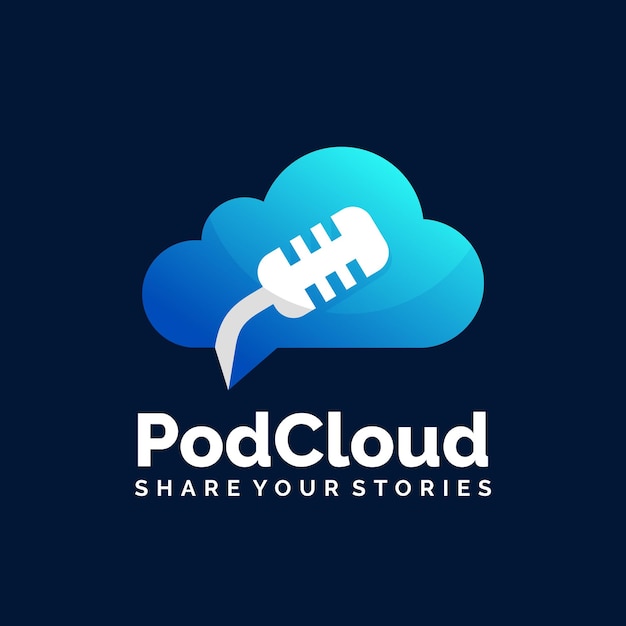 Cloud logo with podcast concept