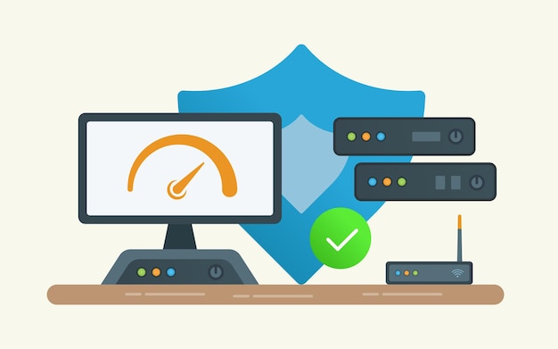 cloud management server performance and security represented in a minimal illustration