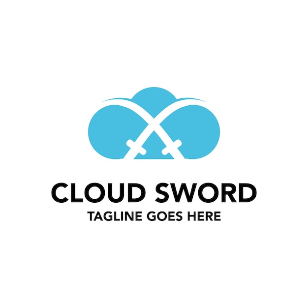 Cloud met zwaard Logo ontwerpsjabloon