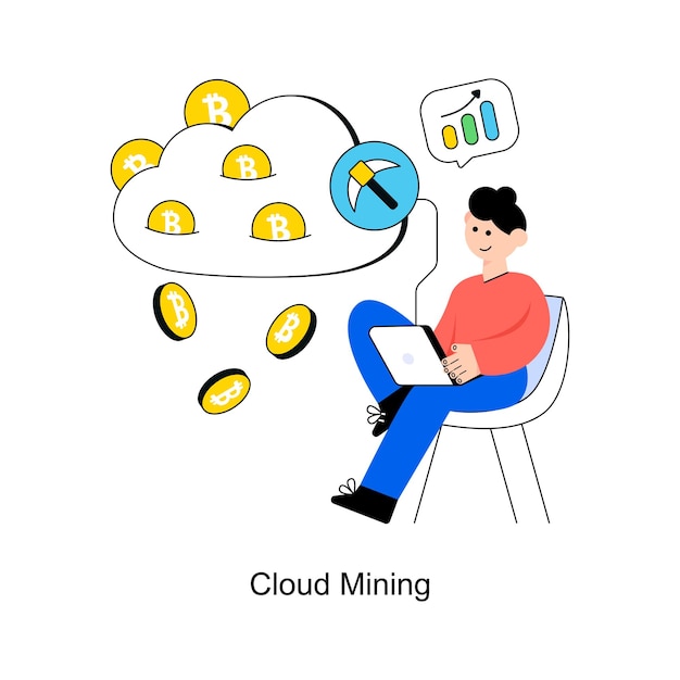 Cloud Mining Flat Style Design Векторная иллюстрация Иллюстрация запасов