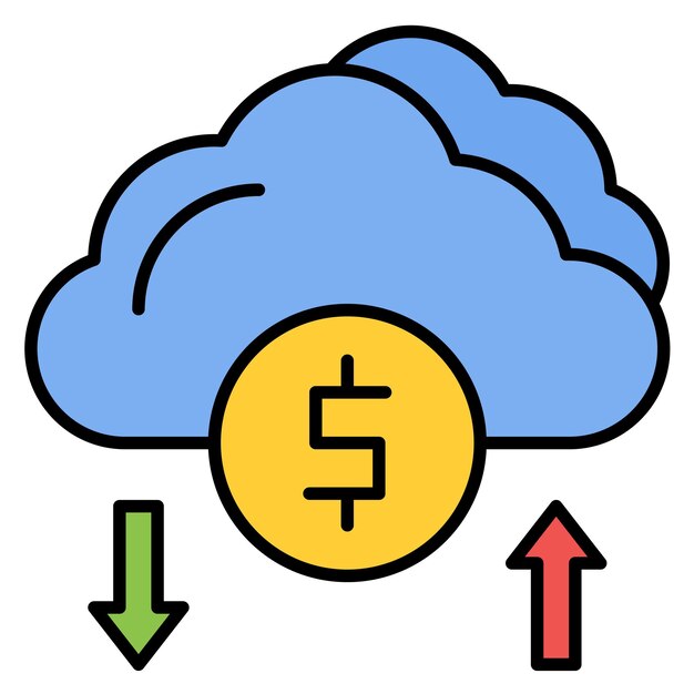 Vettore stile di illustrazione del vettore cloud money