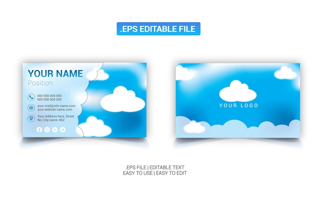 Vector cloud name card_ blue name card