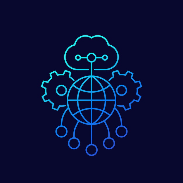 Cloud, network line vector icon