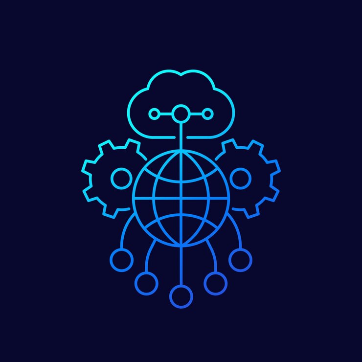 Vector cloud, network line vector icon