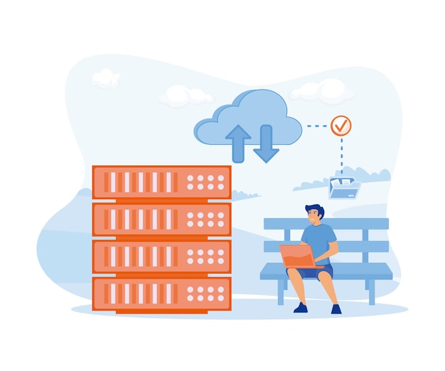 Cloud-opslagconcept Digitale gehoste opslag databank beveiligingsgegevensinfrastructuurdienst