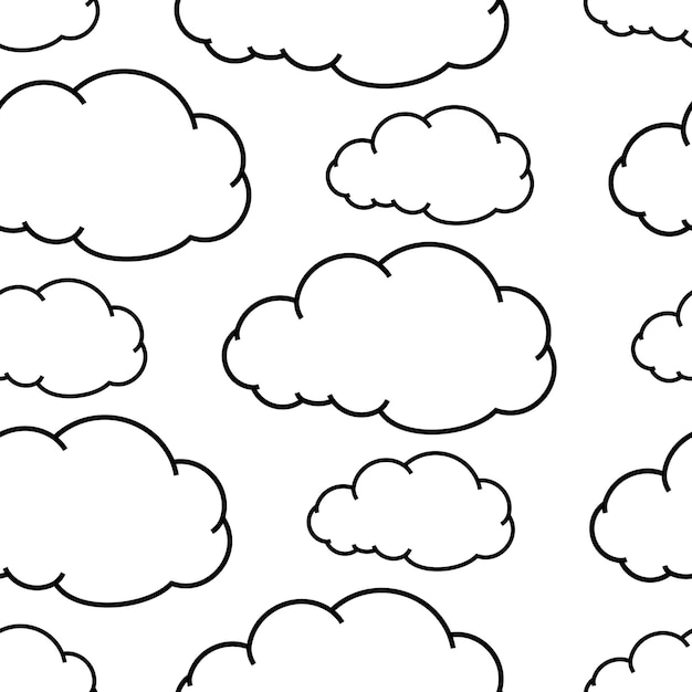 Vector cloud outline seamless pattern