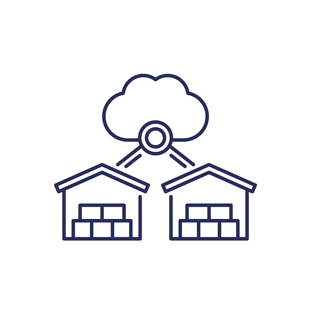 Cloud platform for warehouses line icon