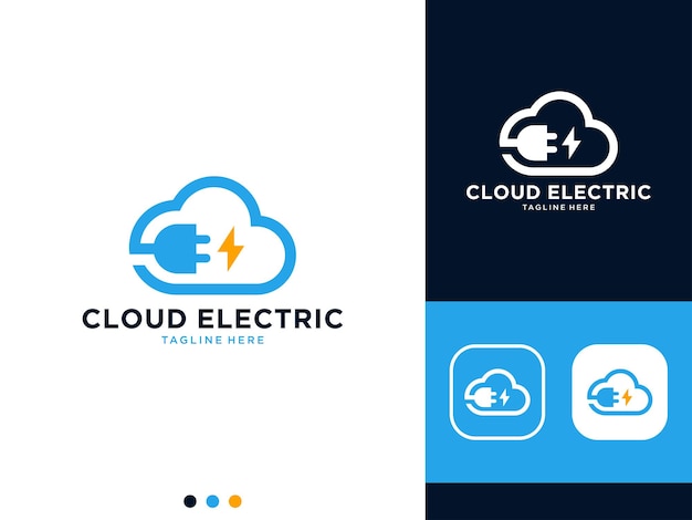 Cloud plug elektrisch logo-ontwerp