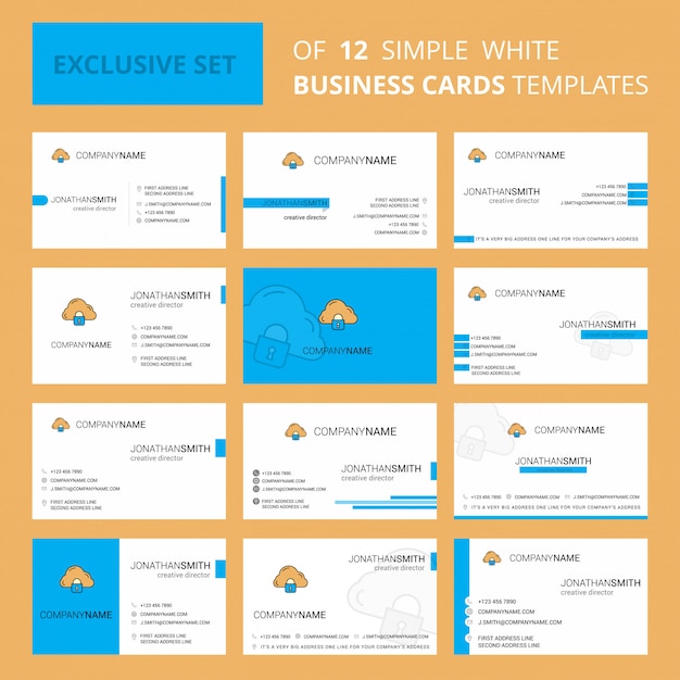 Cloud protected  busienss card template. editable creative logo and visiting card