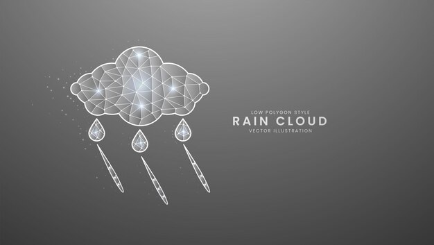 Облако и дождь для прогноза погоды Дождевые капли с серой водой в стиле низкого полигона